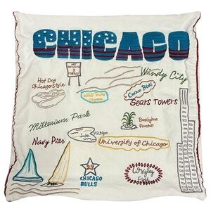 Chicago Embroidered Throw Pillow Cover